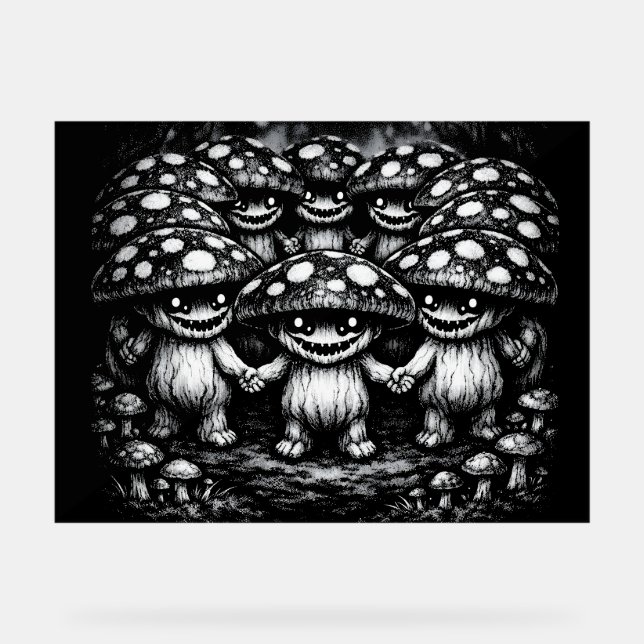 Fungus Folk •  Forest Creatures by BurnsInHell Acrylic Sign (Front)