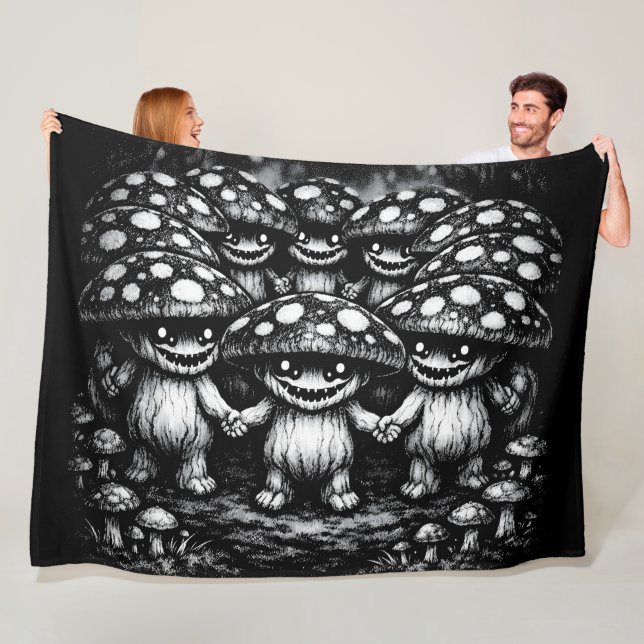 Fungus Folk •  Forest Creatures by BurnsInHell Fleece Blanket (In Situ)