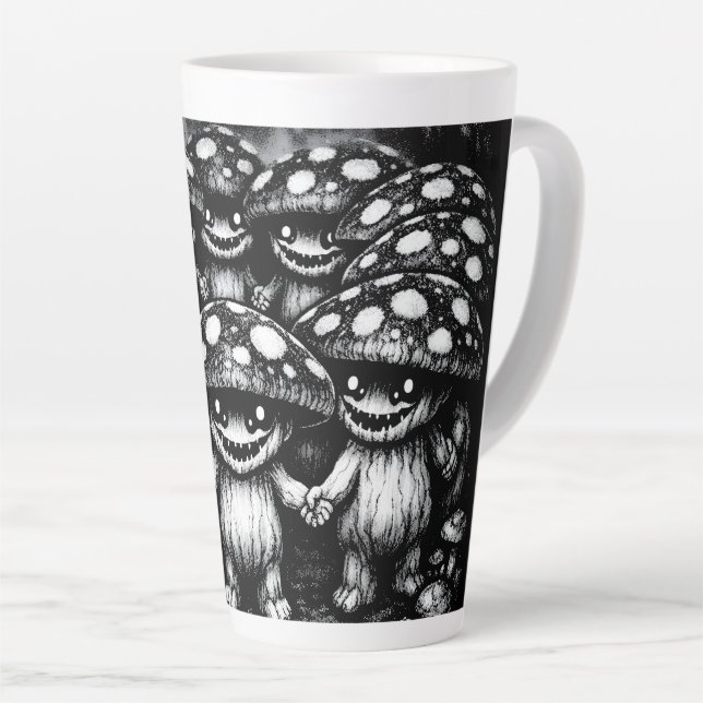 Fungus Folk •  Forest Creatures by BurnsInHell Latte Mug (Right Angle)