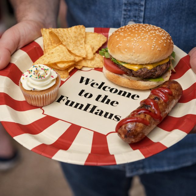 FunHaus Bold Stripe Circus Party Paper Plate (Creator Uploaded)