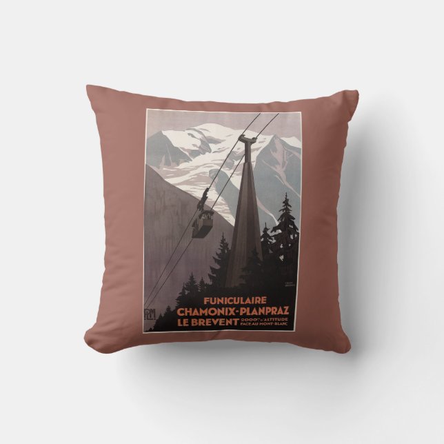 Funiculaire Le Brevent Cable Car Poster Cushion (Front)