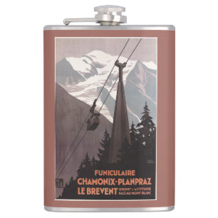 Funiculaire Le Brevent Cable Car Poster Hip Flask