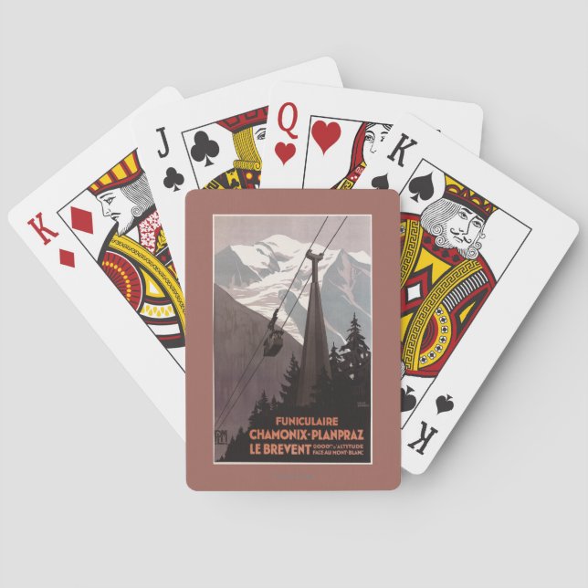 Funiculaire Le Brevent Cable Car Poster Playing Cards (Back)