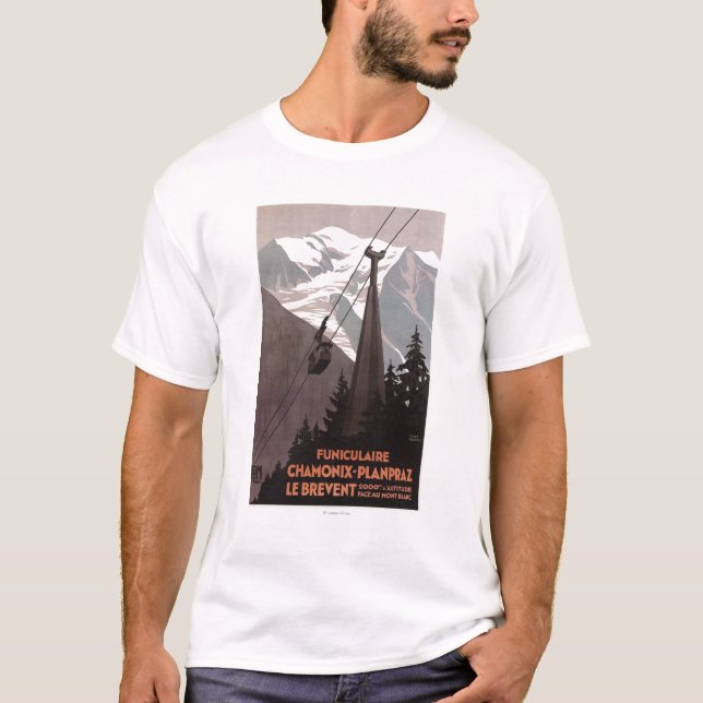 Funiculaire Le Brevent Cable Car Poster T-Shirt (Front)