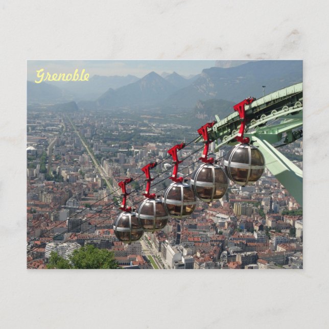 Funicular Over Grenoble, France. Postcard (Front)