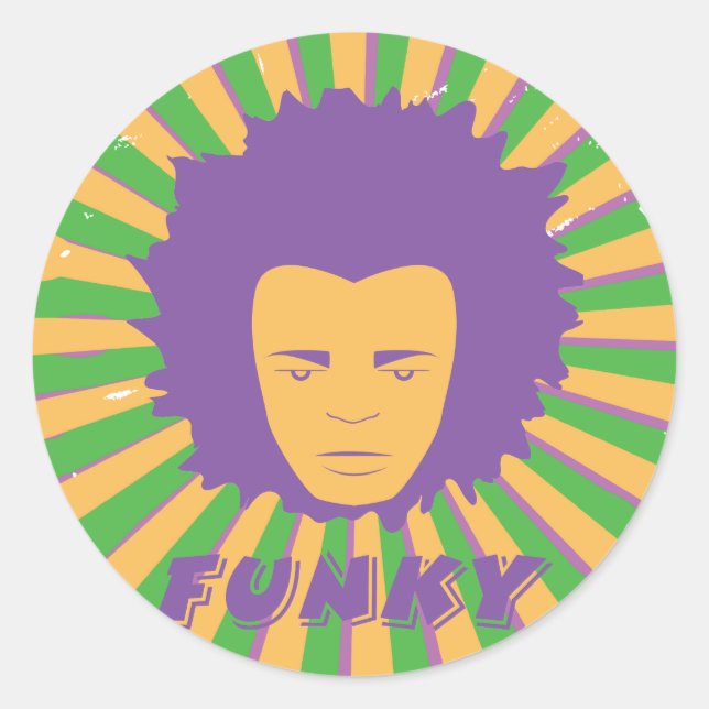 Funk ~ Funky Retro 80s 1980s Disco Man Classic Round Sticker (Front)