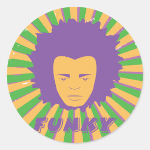 Funk ~ Funky Retro 80s 1980s Disco Man Classic Round Sticker