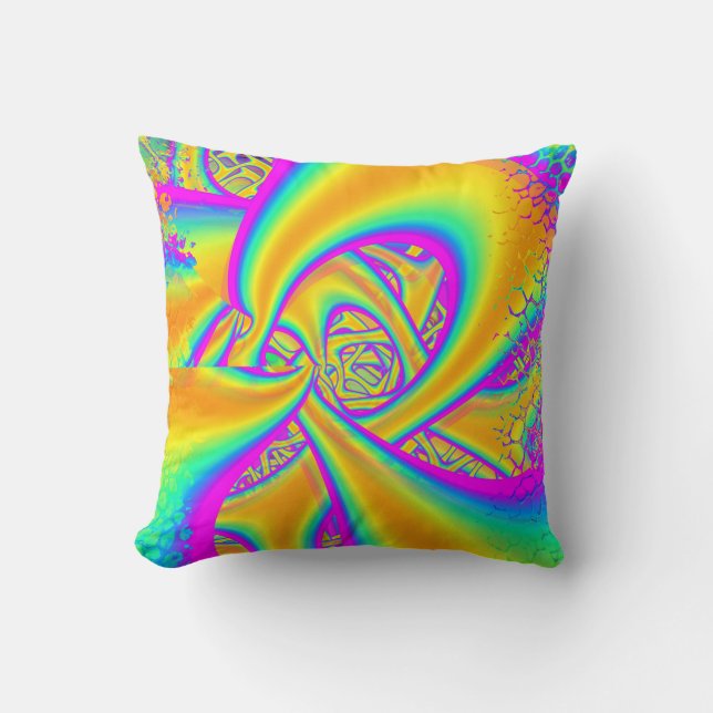 Funkidelic Dichroic Fused Glass Fractal Cushion (Front)
