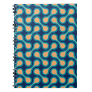 Funky 1970s Metaball Graphic Circle Barbell Blue Notebook