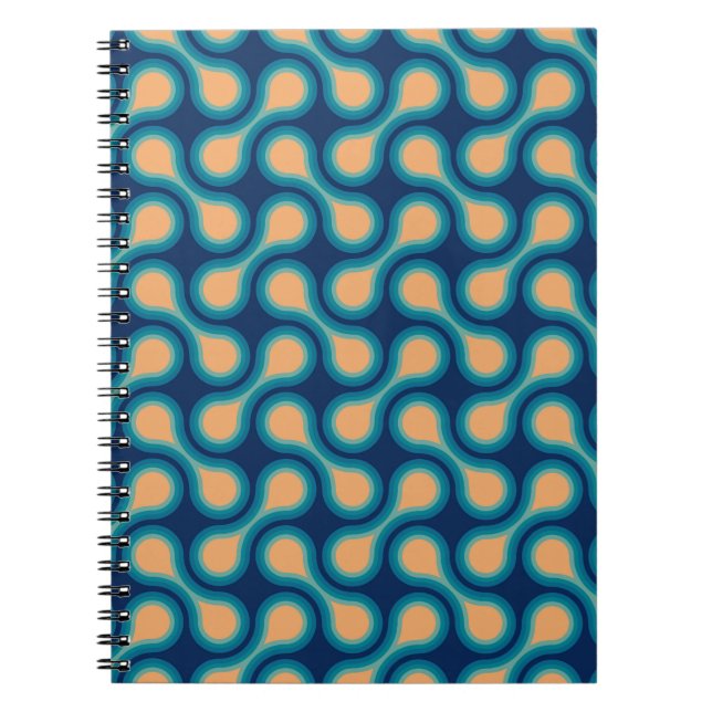 Funky 1970s Metaball Graphic Circle Barbell Blue Notebook (Front)