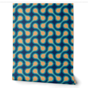 Funky 1970s Metaball Graphic Circle Barbell Blue Wallpaper