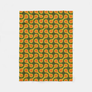 Funky 1970s Metaball Graphic Circle Barbell Green Fleece Blanket