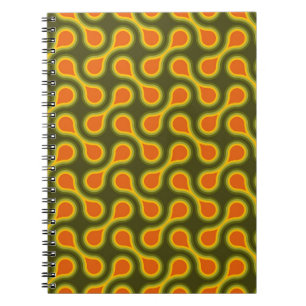 Funky 1970s Metaball Graphic Circle Barbell Green Notebook