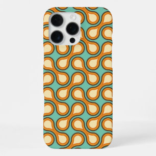 Funky 1970s Metaball Graphic Circle Barbell Orange iPhone 16 Pro Max Case