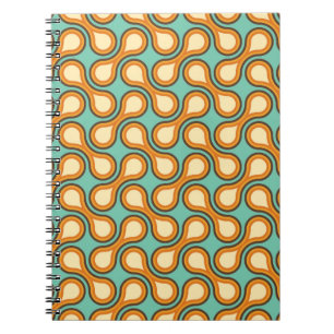 Funky 1970s Metaball Graphic Circle Barbell Orange Notebook