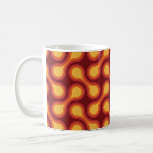 Funky 1970s Metaball Graphic Circle Barbell Reds Coffee Mug (Left)