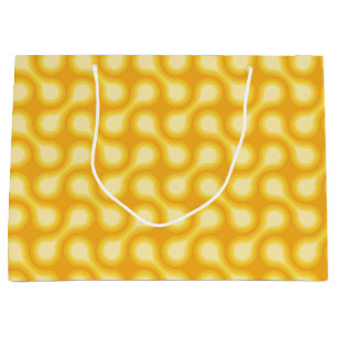 Funky 1970s Metaball Graphic Circle Barbell Yellow Large Gift Bag
