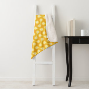 Funky 1970s Metaball Graphic Circle Barbell Yellow Sherpa Blanket
