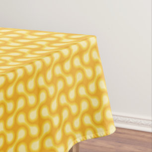 Funky 1970s Metaball Graphic Circle Barbell Yellow Tablecloth