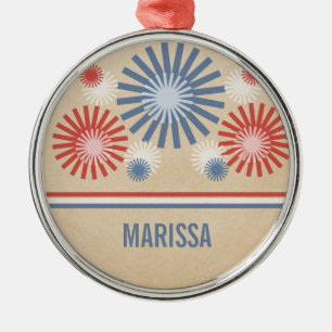 Funky 4th of July Fireworks and Stripes Ornament