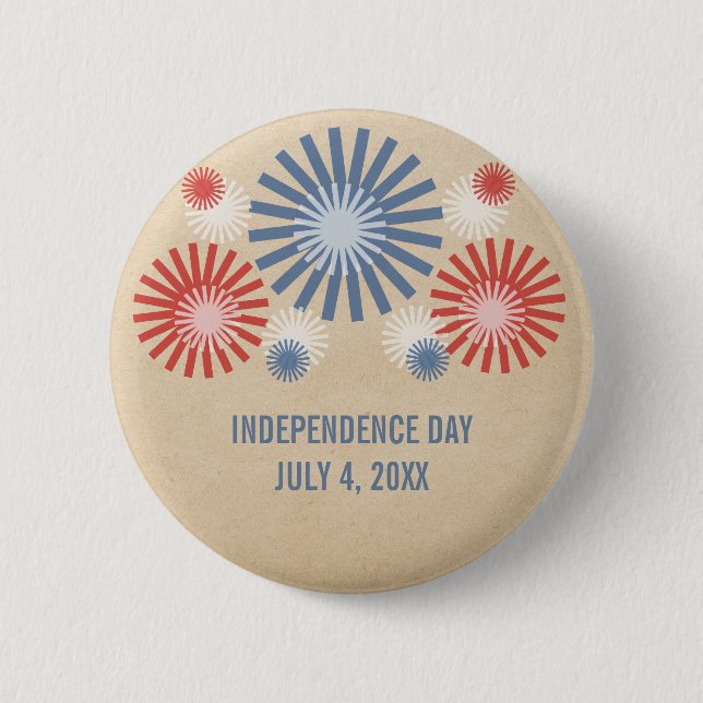 Funky 4th of July Fireworks Button (Front)