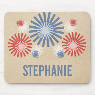 Funky 4th of July Fireworks Mousepad