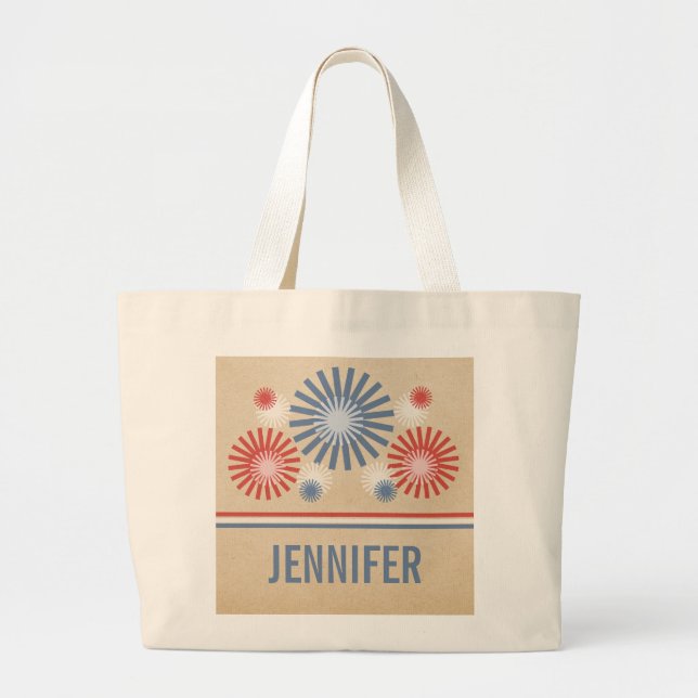 Funky 4th of July Fireworks & Stripes Bag (Front)