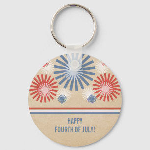 Funky 4th of July Fireworks & Stripes Keychain