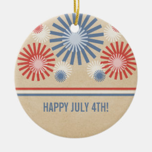 Funky 4th of July Fireworks & Stripes Ornament