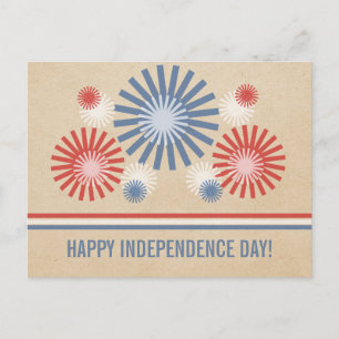 Funky 4th of July Fireworks & Stripes Postcard