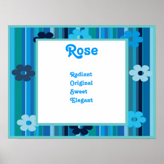 Funky 70s Flowers Teen Kids Name Wall Art Print