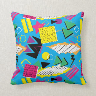 Funky 80s Memphis Style Abstract Bright Colours Cushion