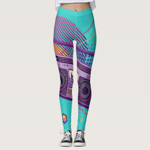 Funky 80s portable radio cassette player, boombox leggings