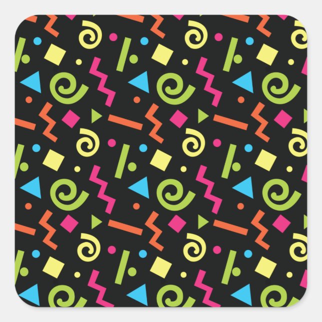Funky 90's Retro Theme Square Sticker (Front)