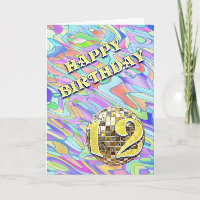 Funky abstract 12 birthday card (Front)