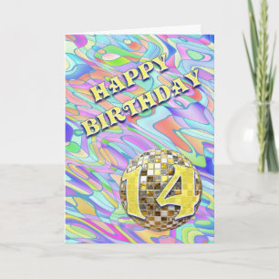 Funky abstract 14 birthday card