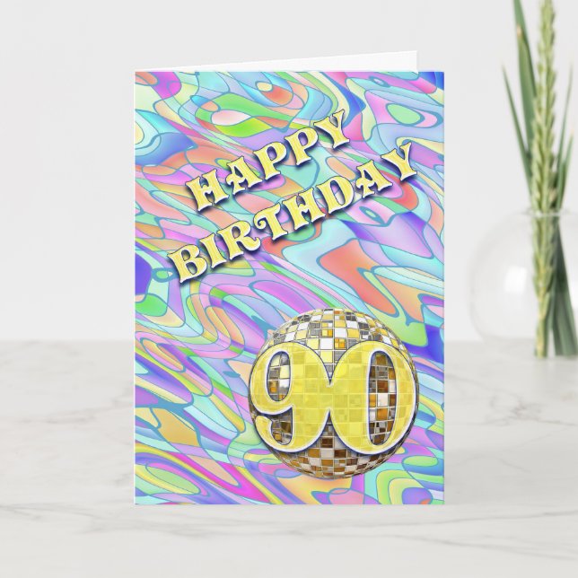 Funky abstract 90 birthday card (Front)