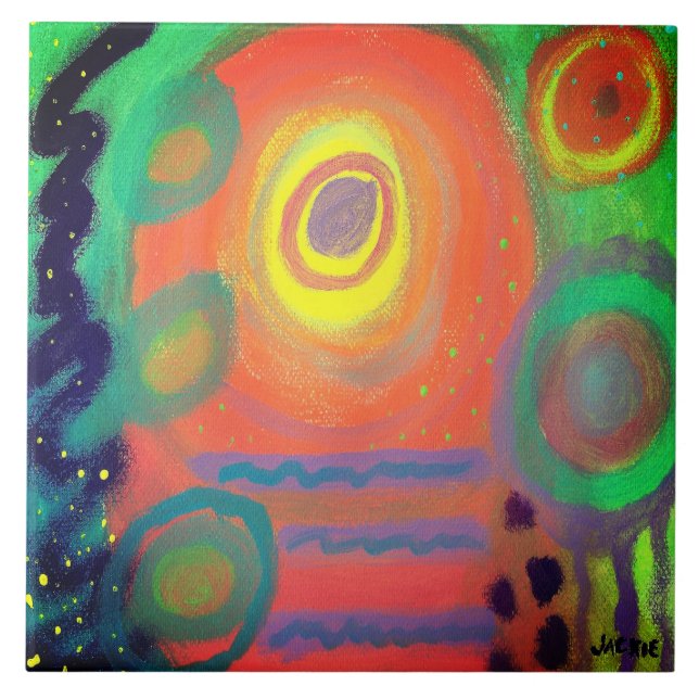 Funky Abstract Acrylic Painting Tile (Front)