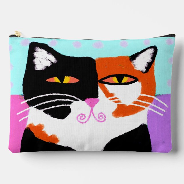 Funky Abstract Art Calico Cat  Accessory Pouch (Front)