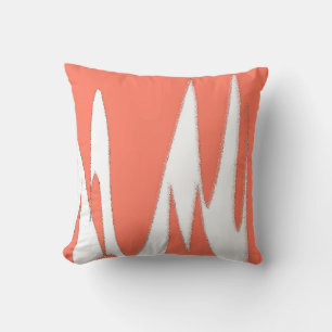 Funky Abstract Art Coral White Cushion