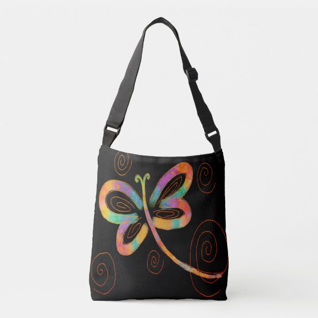 Funky Abstract Art Dragonfly Crossbody Bag (Front)