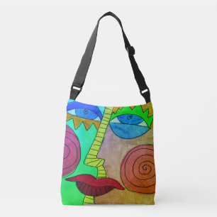 Funky Abstract Art Face Crossbody Bag