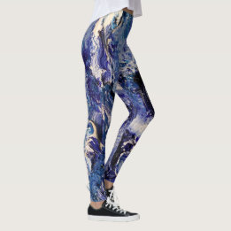 Funky Abstract Art Leggings - Blue & White