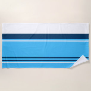 Funky Abstract Art Light Dark Blue White Beach Towel