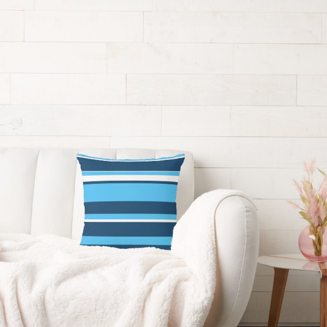 Funky Abstract Art Light Dark Blue White Cushion (Couch)