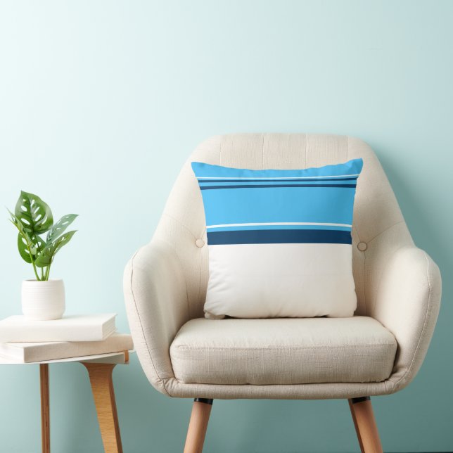 Funky Abstract Art Light Dark Blue White Cushion (Chair)