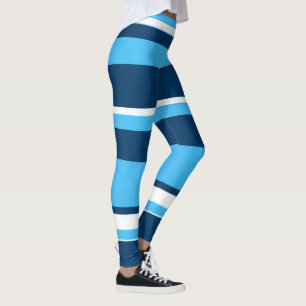 Funky Abstract Art Light Dark Blue White Leggings
