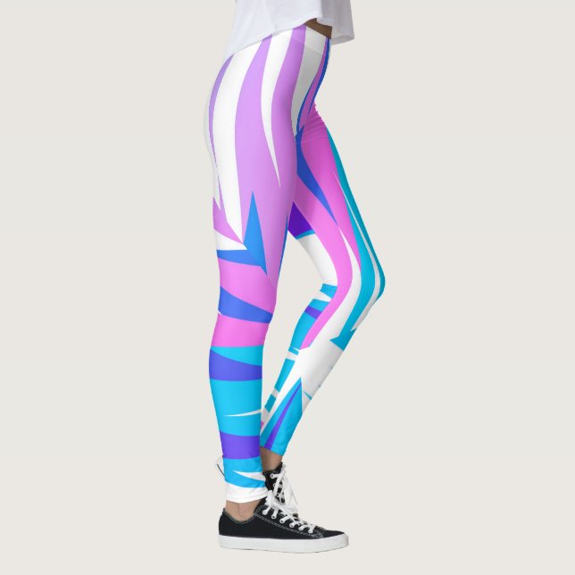 Funky Abstract Art Pastel Pink Purple Leggings (Right)