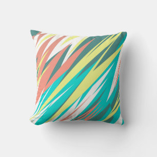 Funky Abstract Art Pastel Turquoise White Cushion
