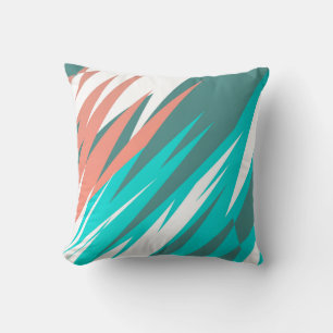 Funky Abstract Art Pastel Turquoise White Cushion